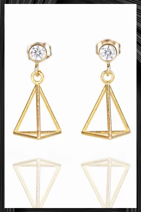 Cubic Zirconia Triangle Drop Earrings | Quick Shipping