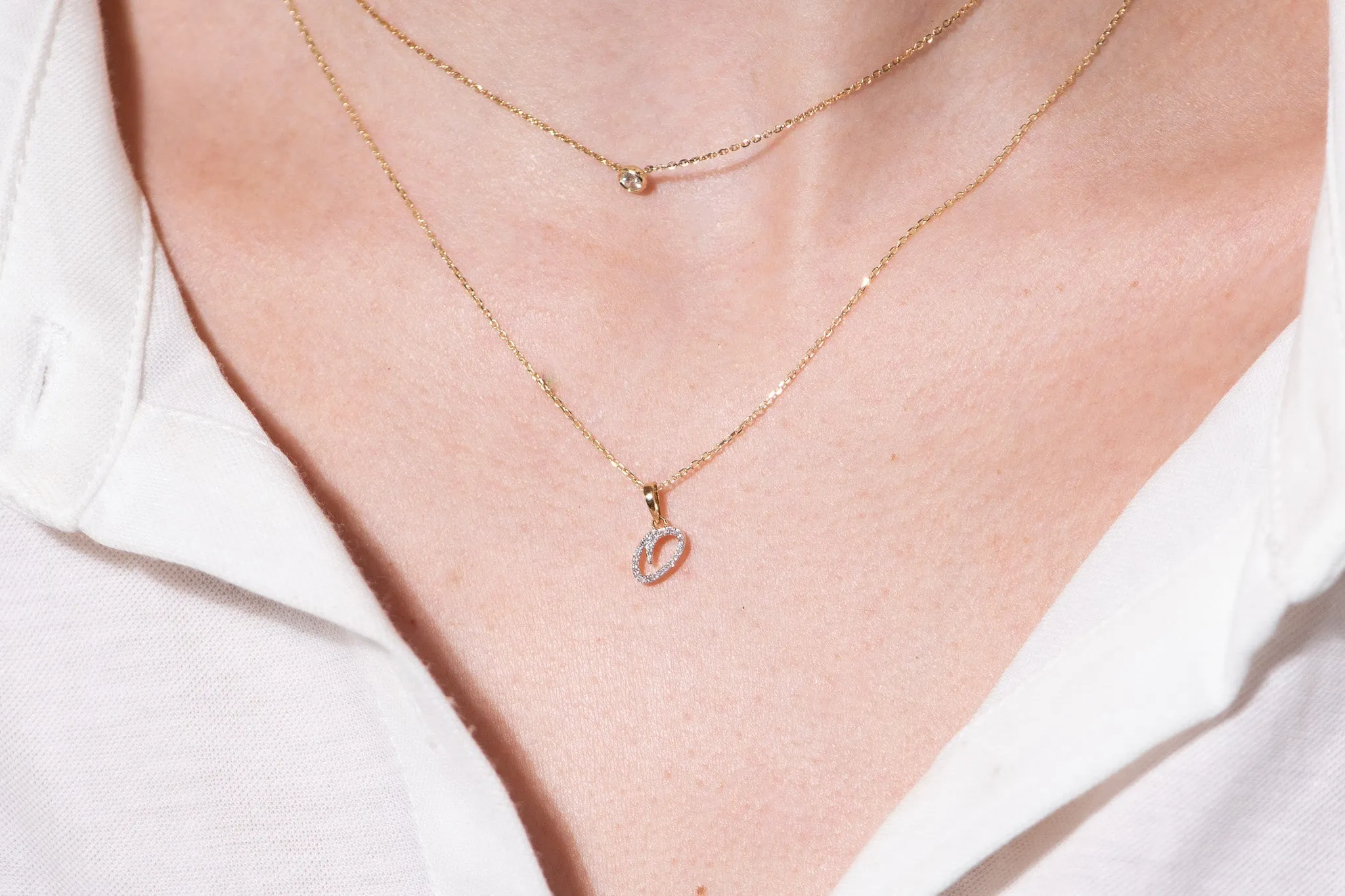 Cursive Diamond Initial Necklace