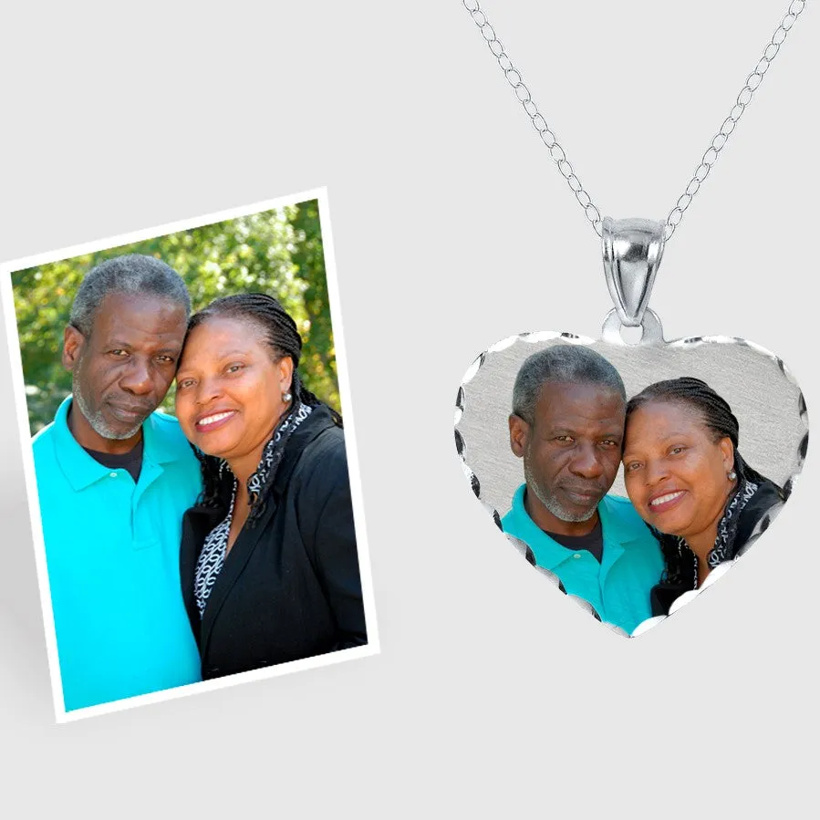 Custom Heart Photo Charm Necklace