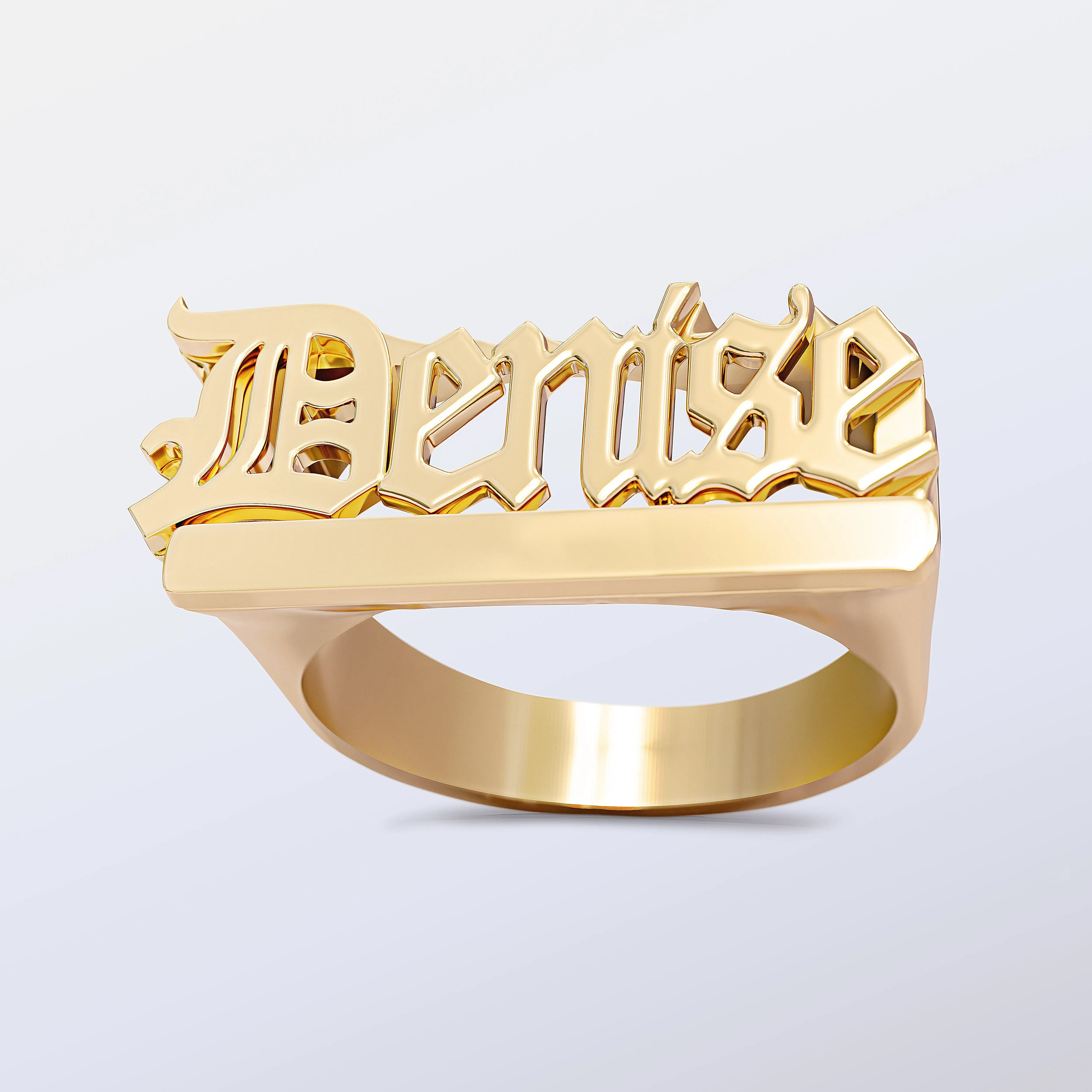 Custom Name Ring with Old English Lettering Denise