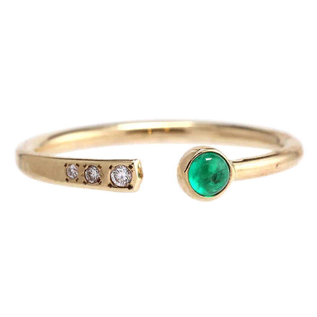 Dainty Colombian Emerald & Diamond Negative Space Ring