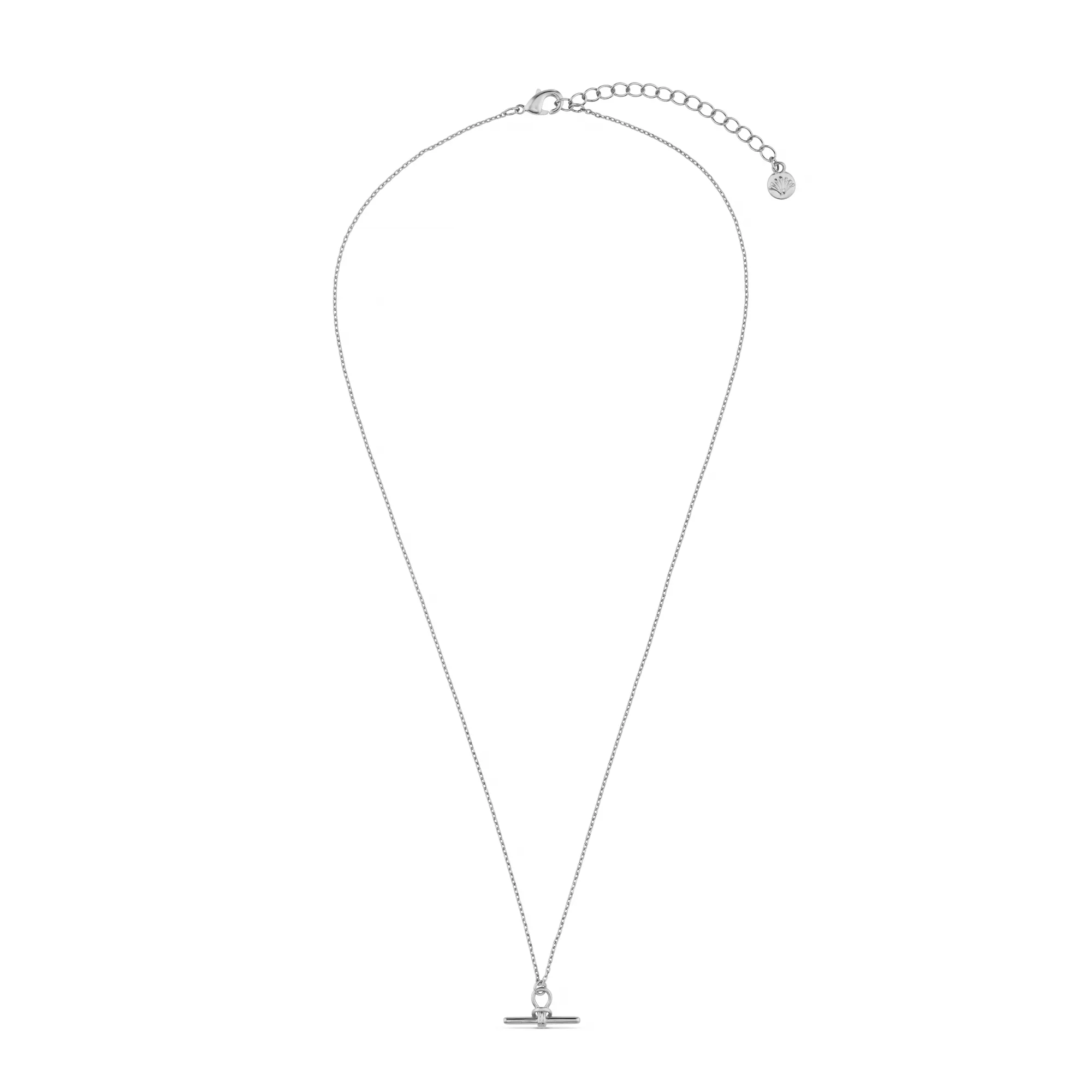 Dainty T-Bar Knot Necklace - Silver