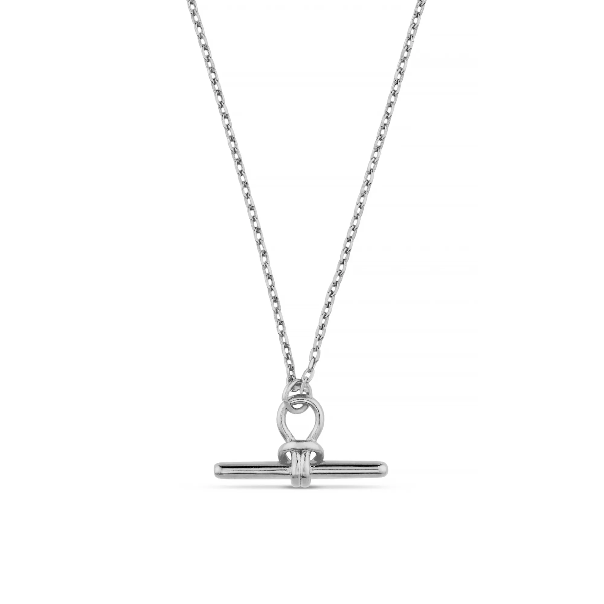 Dainty T-Bar Knot Necklace - Silver