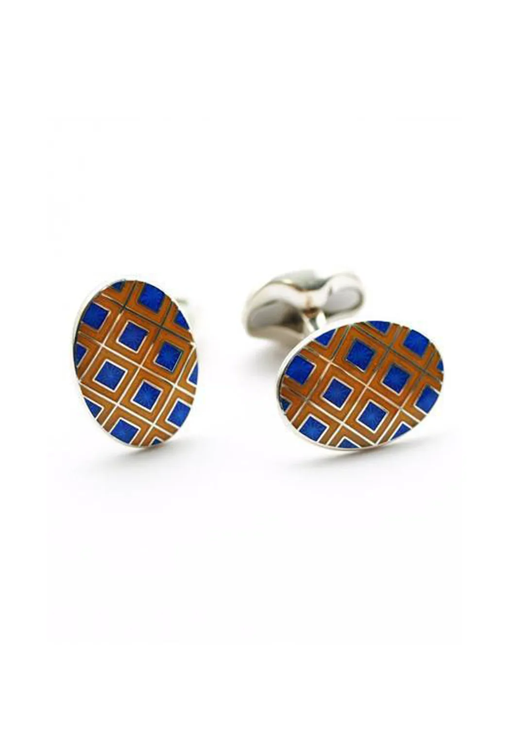 Deakin & Francis Domed Blue & Orange Oval Cufflinks