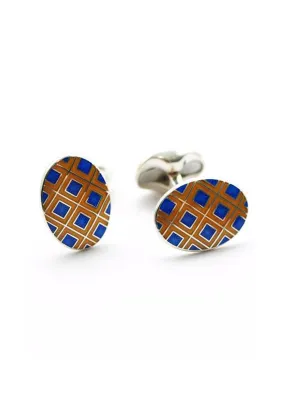 Deakin & Francis Domed Blue & Orange Oval Cufflinks