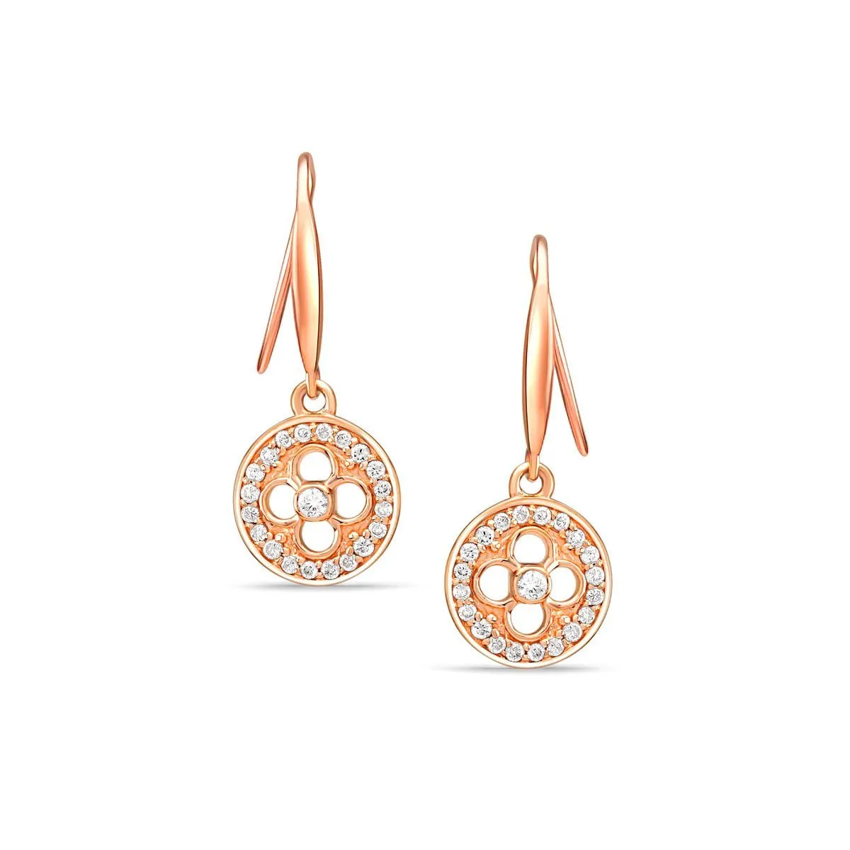 Diamond Clover Outline Drop Earrings