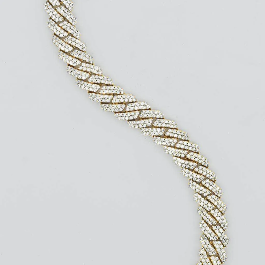 Diamond Prong Cuban Link Chain (19mm) in Yellow Gold