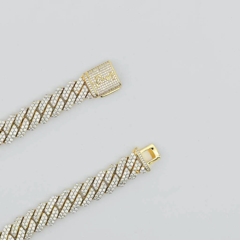 Diamond Prong Cuban Link Chain (19mm) in Yellow Gold