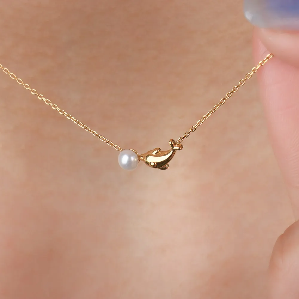 Dolphin Play Pearl Necklace