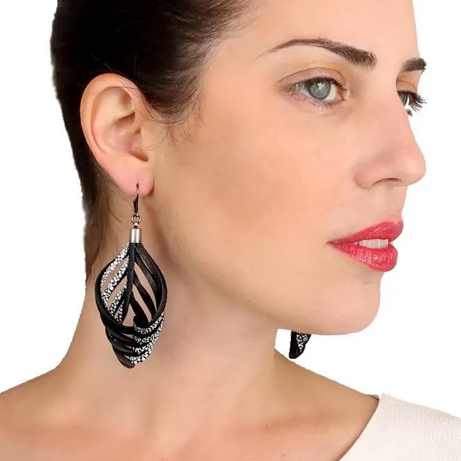 Embrace red leather drop earrings