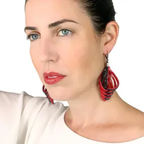 Embrace red leather drop earrings