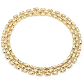 Estate 18K Yellow Gold 3-Row Panther Chain Chunky Collar Necklace  Case