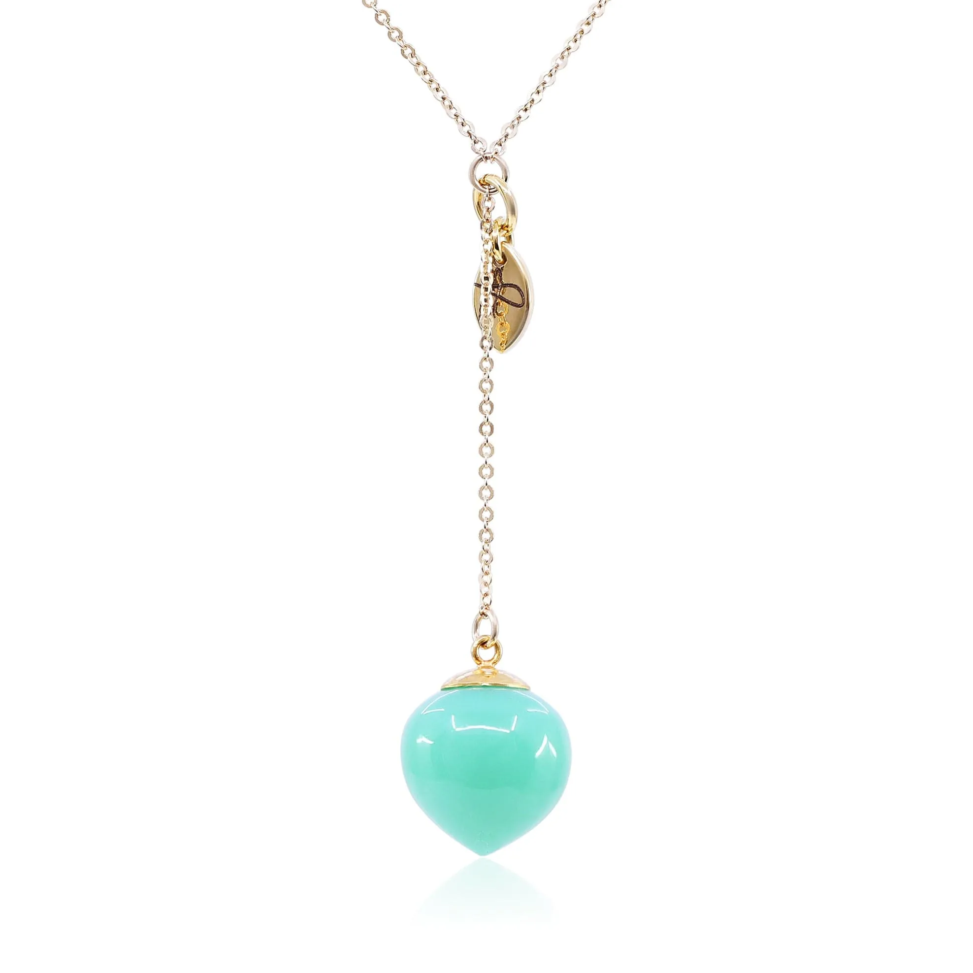 EXCLUSIVELY NINA 14K YELLOW GOLD CHRYSOPRASE LARIAT NECKLACE - 16.5 INCH