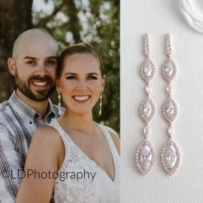 Extra Long Bridal Earrings in Rose Gold- Harriet