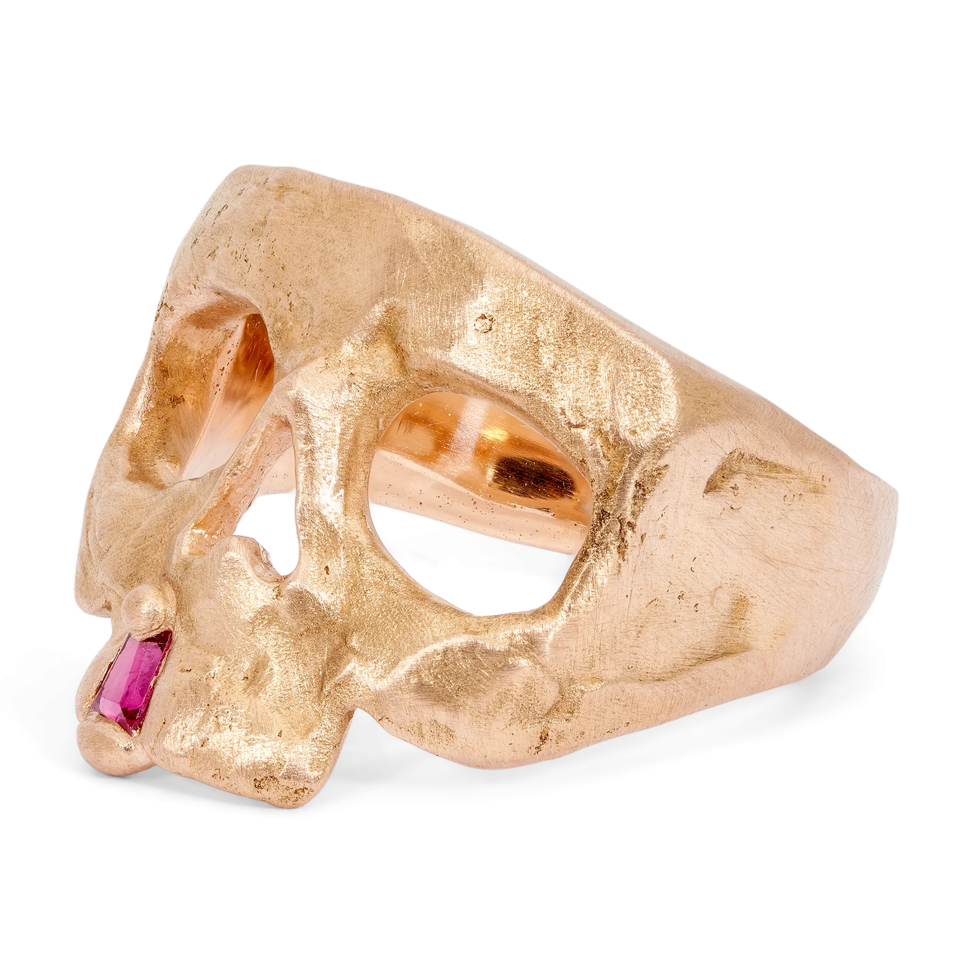 Extra Small Pink Snaggletooth Skull Ring in Rose - Made to Order