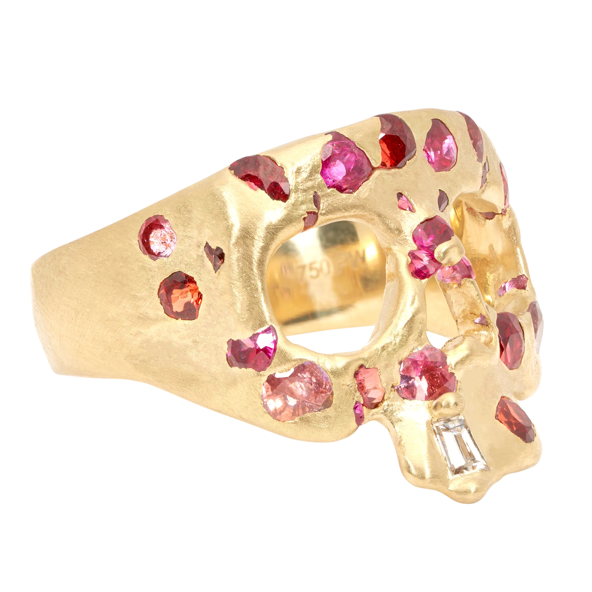 Extra Small Plum Blossom Confetti Skull Ring - Size 4.5 - 11547