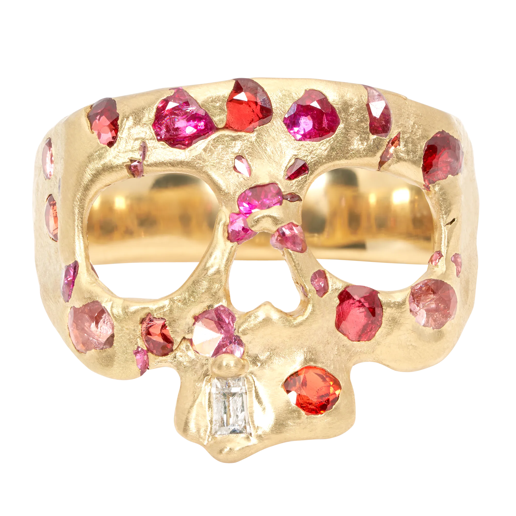 Extra Small Plum Blossom Confetti Skull Ring - Size 4.5 - 11547