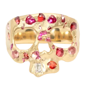 Extra Small Plum Blossom Confetti Skull Ring - Size 4.5 - 11547