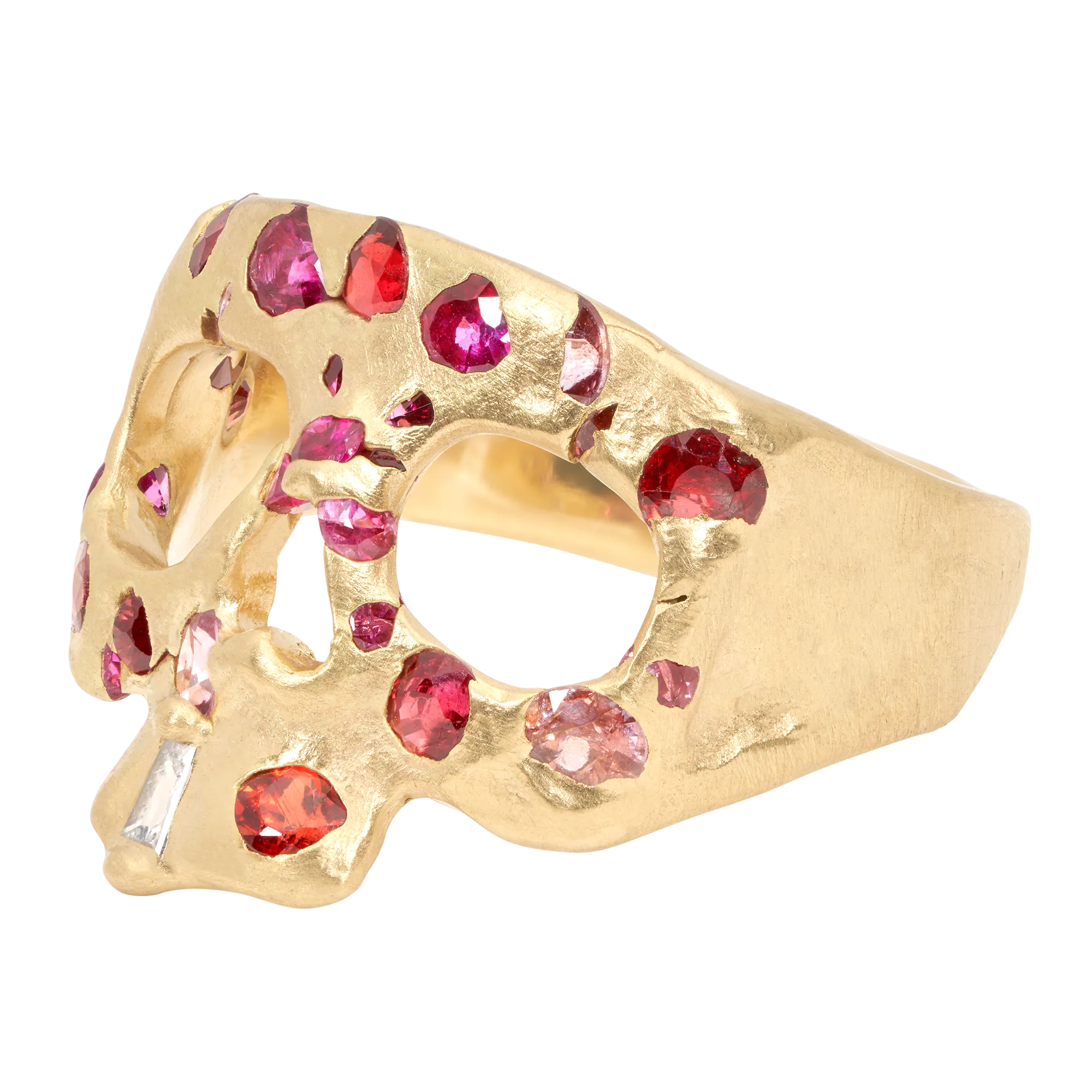 Extra Small Plum Blossom Confetti Skull Ring - Size 4.5 - 11547