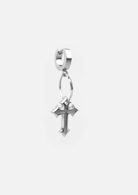 Extruded Cross Drop Earring (Silver)