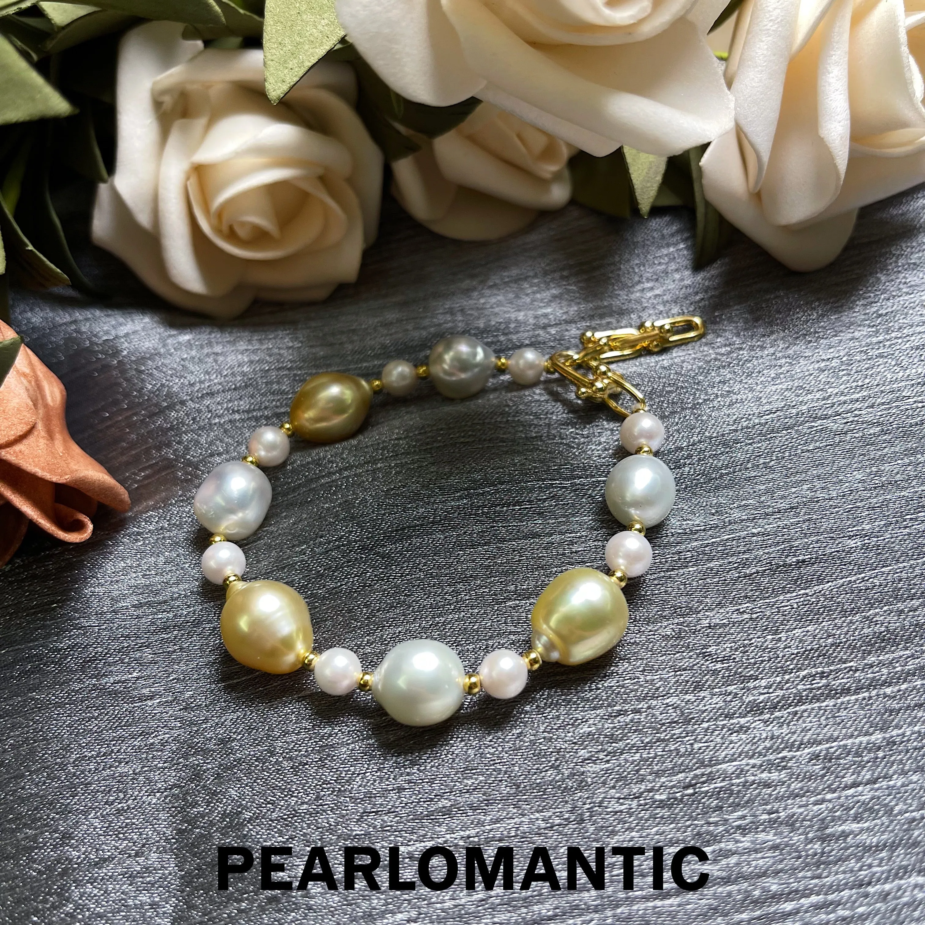 [Fine Jewelry] Akoya & South Sea Golden Pearl & Australian White Baroque Pearl Bracelets