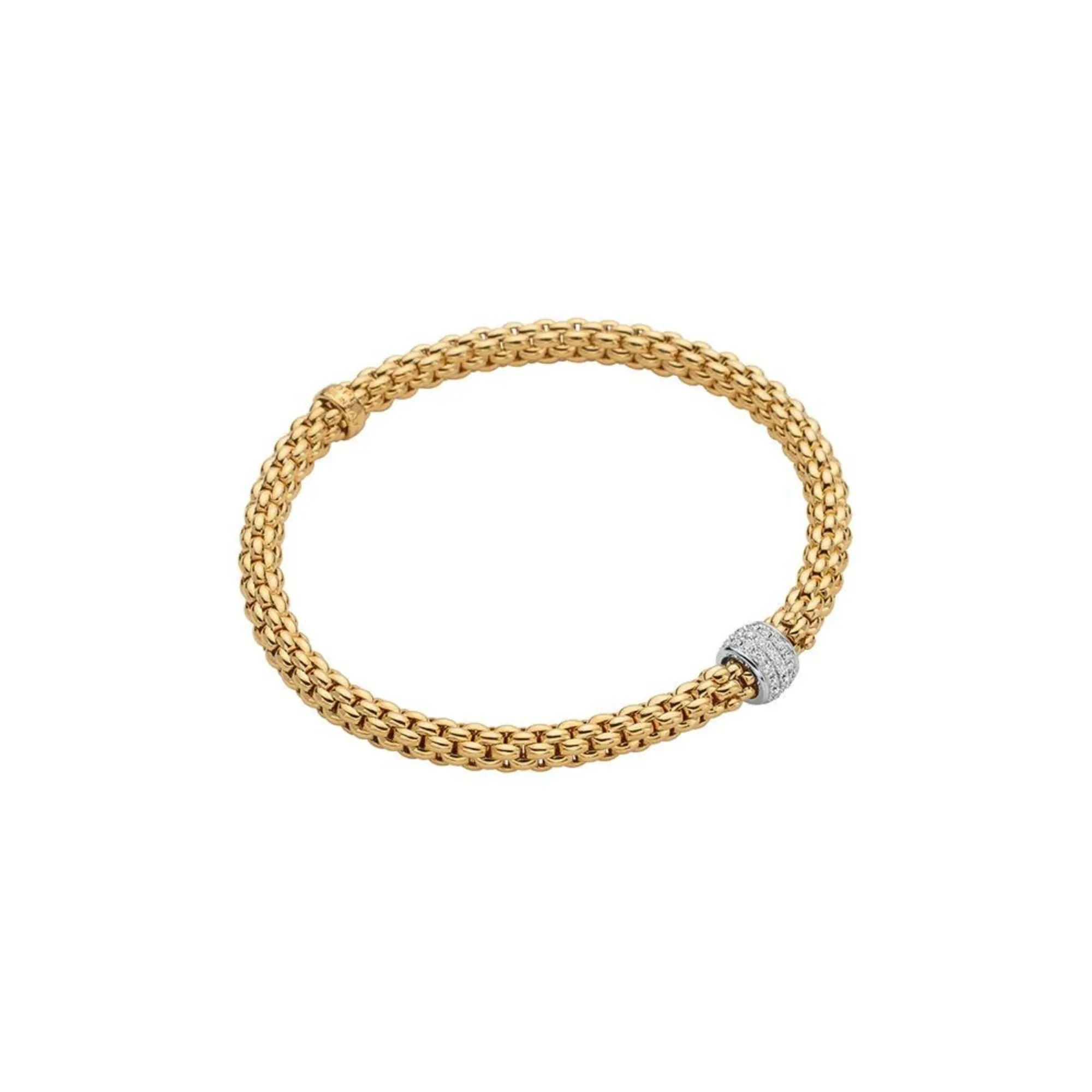 FOPE 18K YELLOW GOLD SOLO COLLECTION FLEX'IT BRACELET WITH DIAMONDS - SZ MED