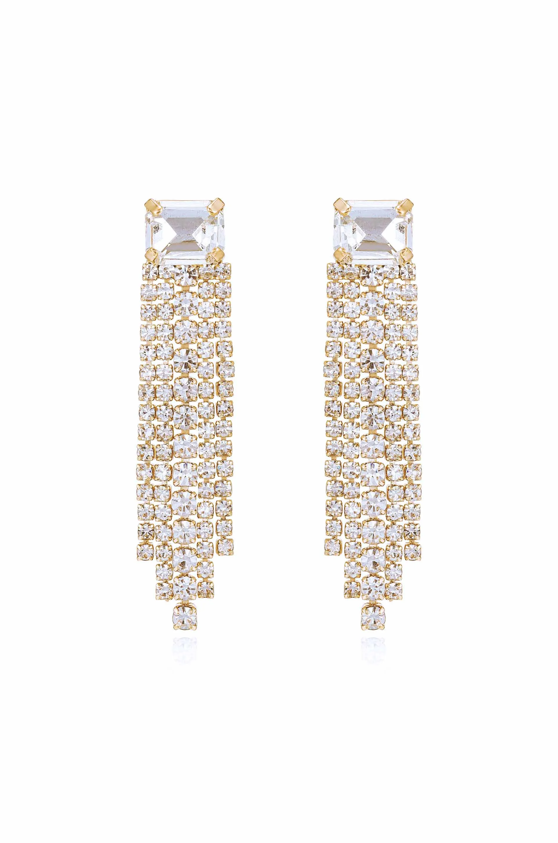 Formal Crystal Fringe Drop Earrings