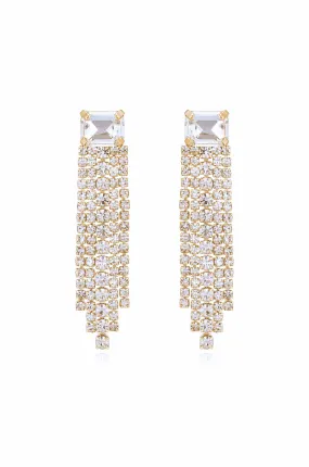 Formal Crystal Fringe Drop Earrings