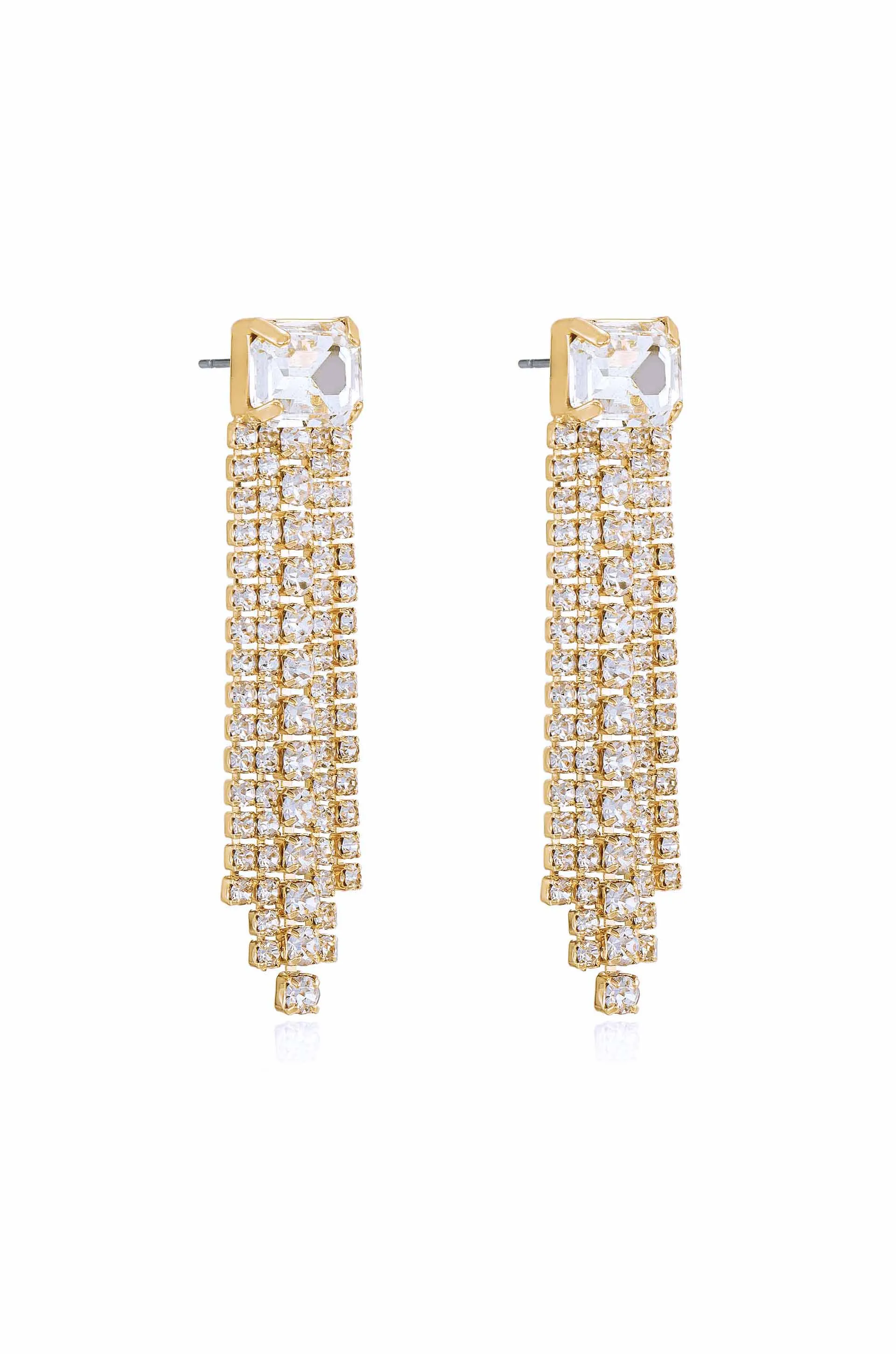 Formal Crystal Fringe Drop Earrings