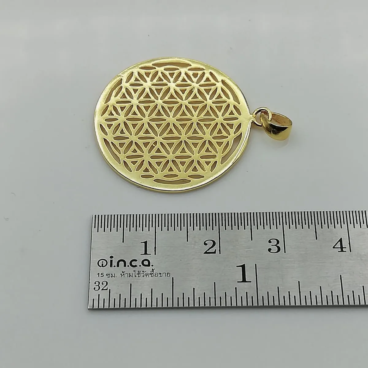 Gold flower of life pendant - Silver with gold dipped flower of life pendant - Filigreed  charm - Silver charm necklace - PD43