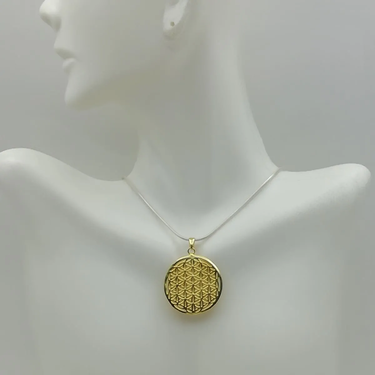 Gold flower of life pendant - Silver with gold dipped flower of life pendant - Filigreed  charm - Silver charm necklace - PD43