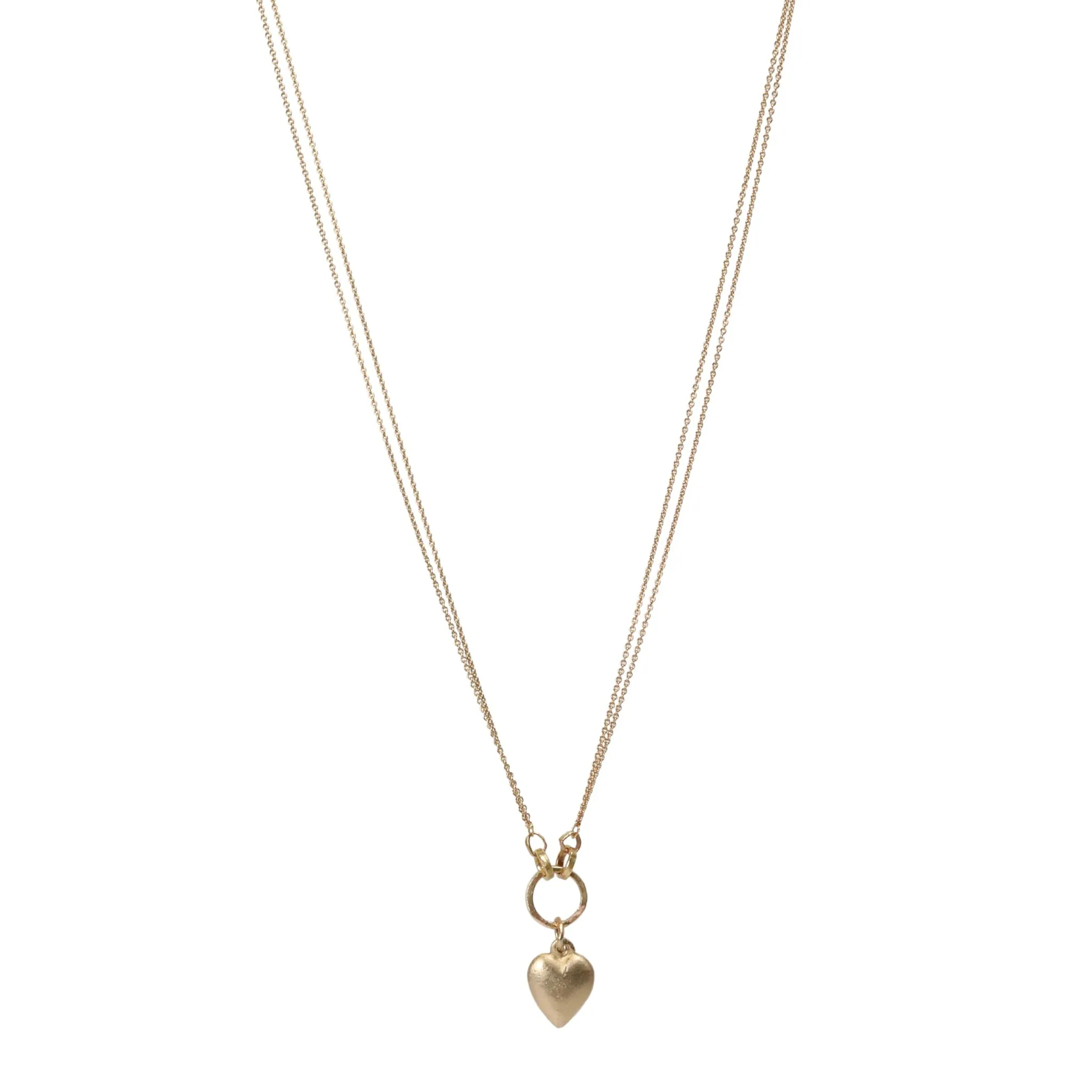 Gold Sweetheart Necklace with a Heart Charm