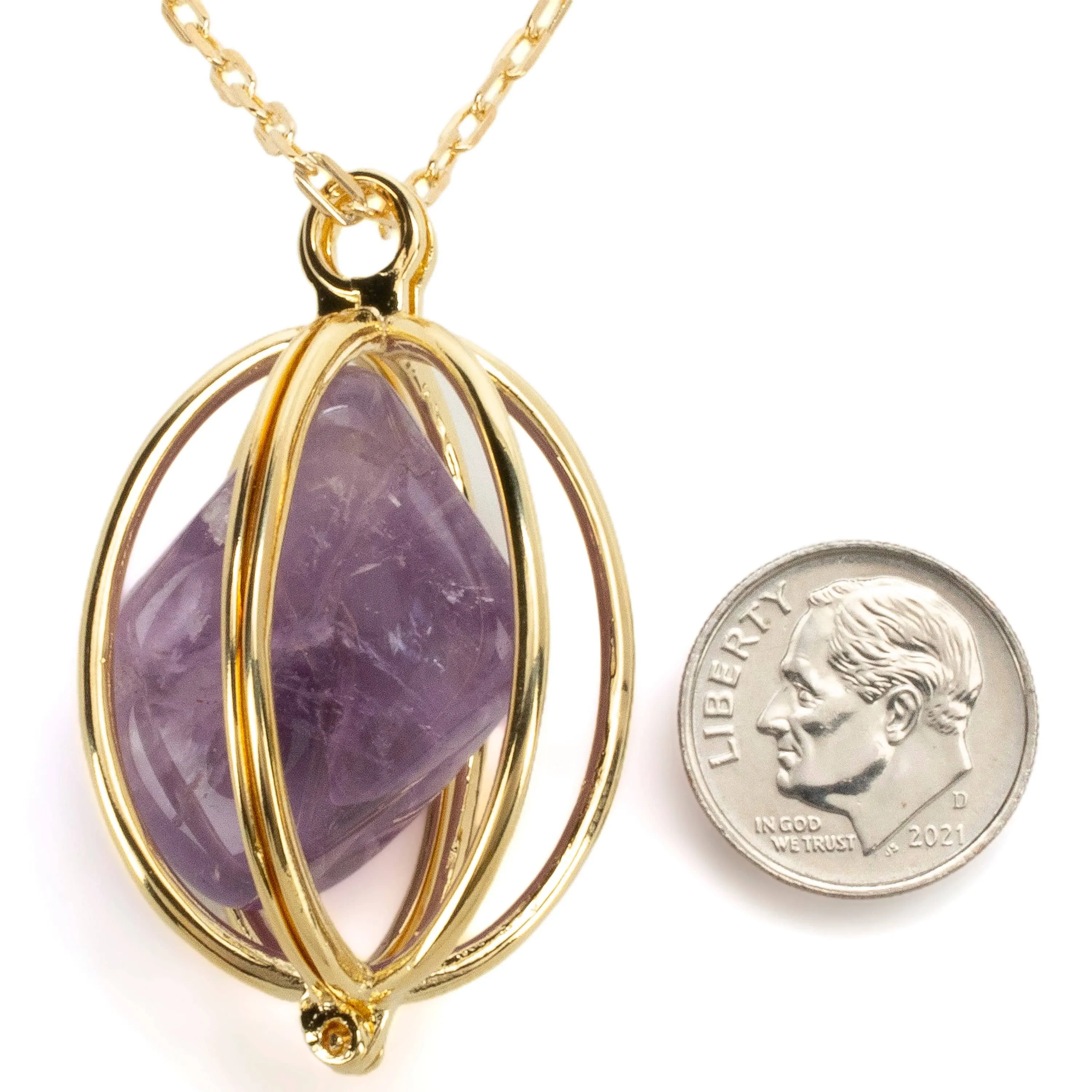 Gold Toned Convertible Chakra Pendant with Replaceable Tumbled Stones