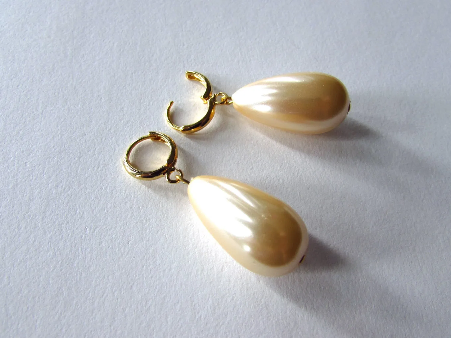 Hoop and Pearl Earrings - Extra Large Teardrop