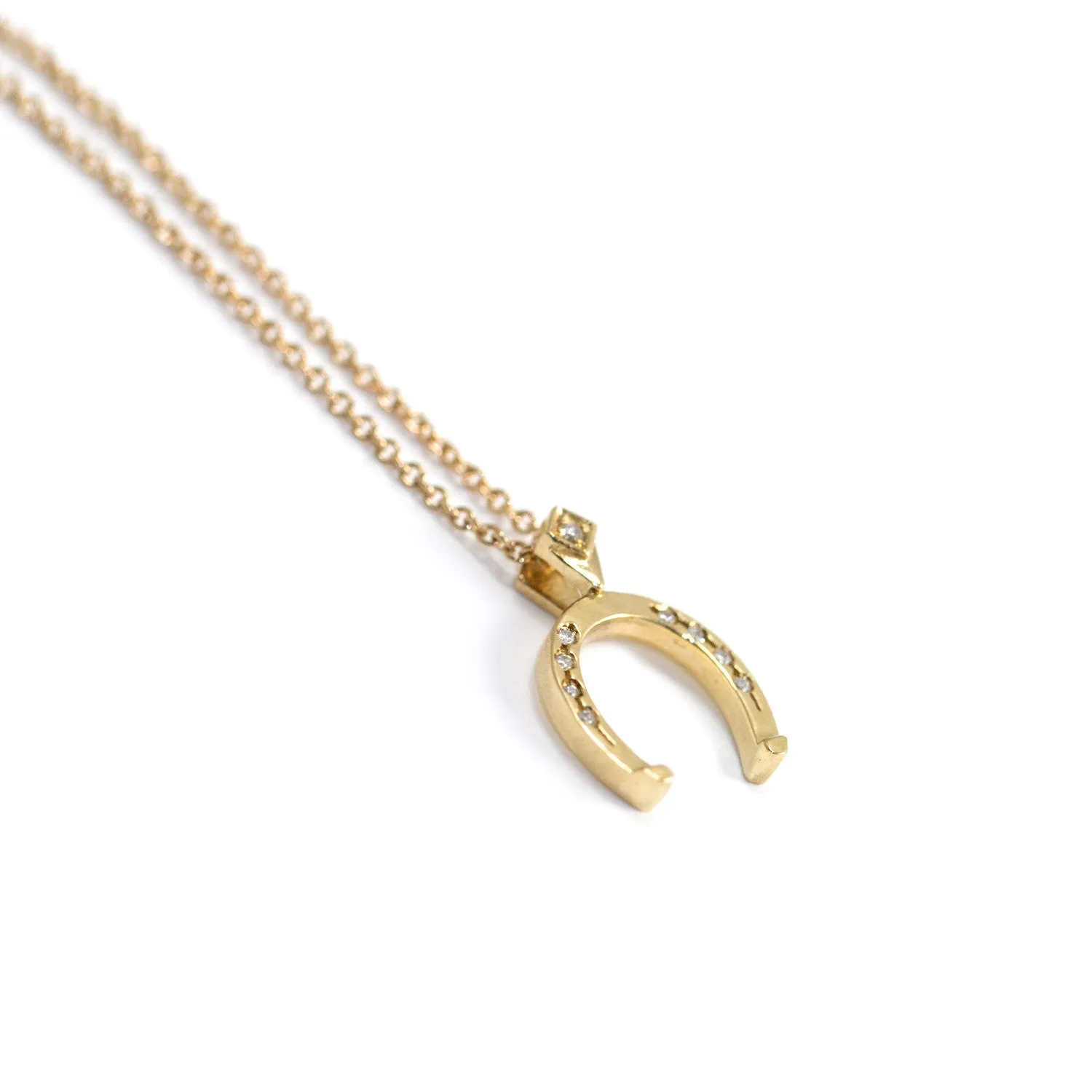 Horseshoe Gold Necklace White Diamond