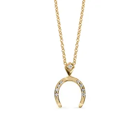 Horseshoe Gold Necklace White Diamond