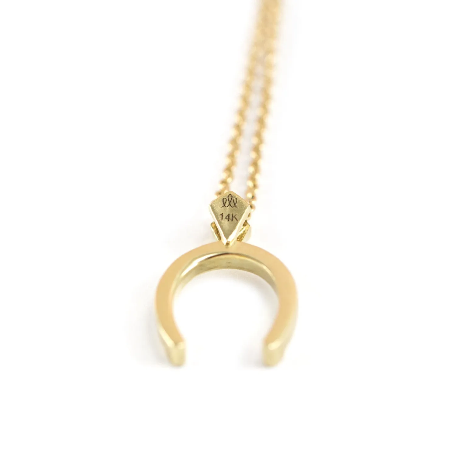 Horseshoe Gold Necklace White Diamond