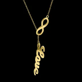 Infinity Petite Nameplate Lariat Necklace