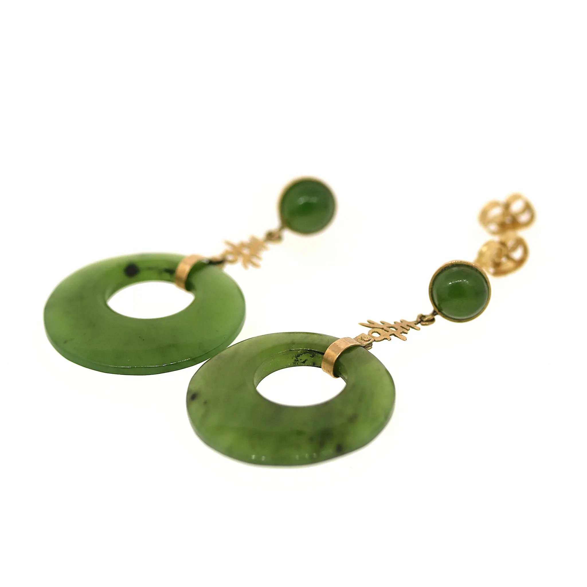 Jade Shou Drop Earrings in 14k Gold