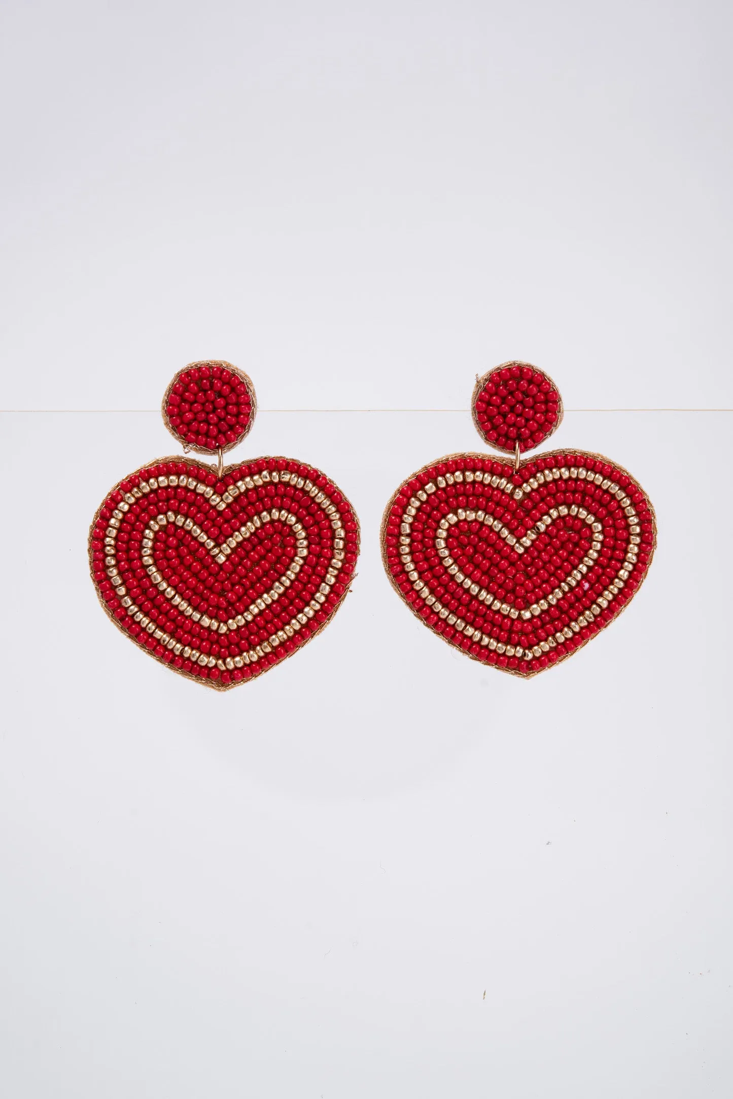 June Seed Bead Heart Drop Earrings