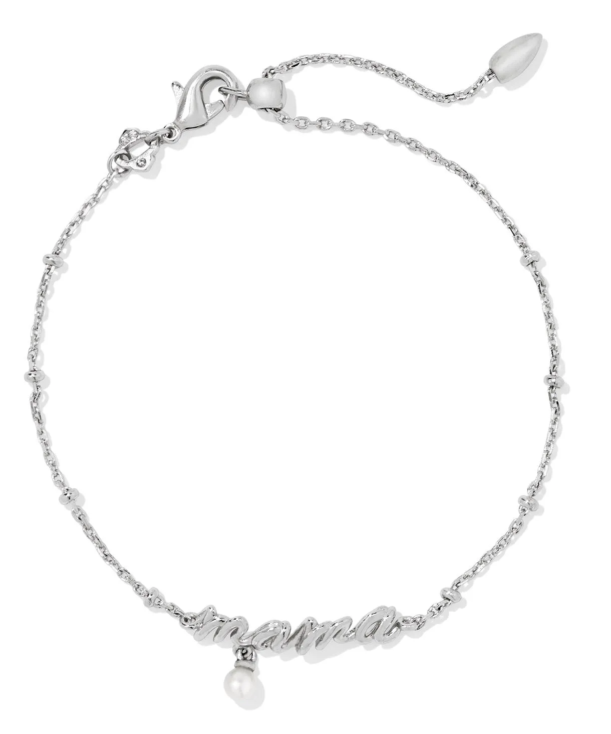 Kendra Scott Mama Script Delicate Chain Bracelet - Gold/White Pearl OR Silver/White Pearl