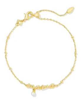 Kendra Scott Mama Script Delicate Chain Bracelet - Gold/White Pearl OR Silver/White Pearl