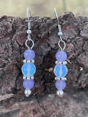 Lavender Jade and Sea Opal Earrings