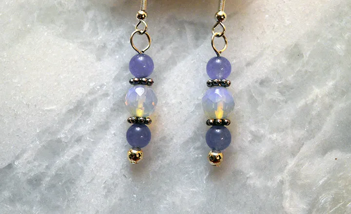 Lavender Jade and Sea Opal Earrings