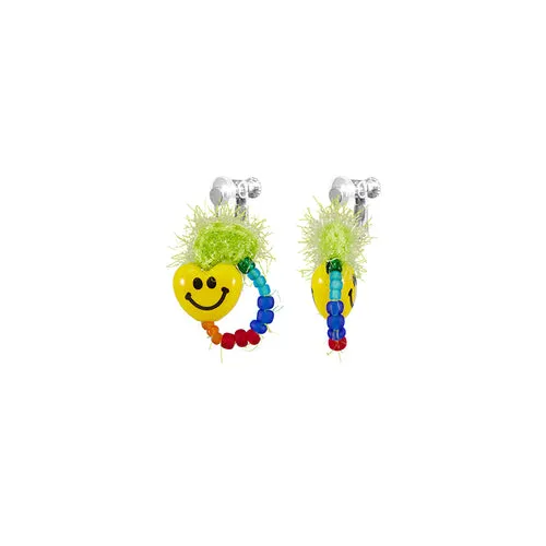 LB Hand Crochet  Rainbow Smiley Heart Earrings LOJL89