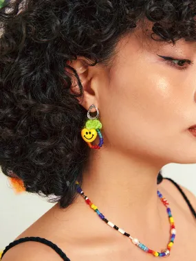 LB Hand Crochet  Rainbow Smiley Heart Earrings LOJL89