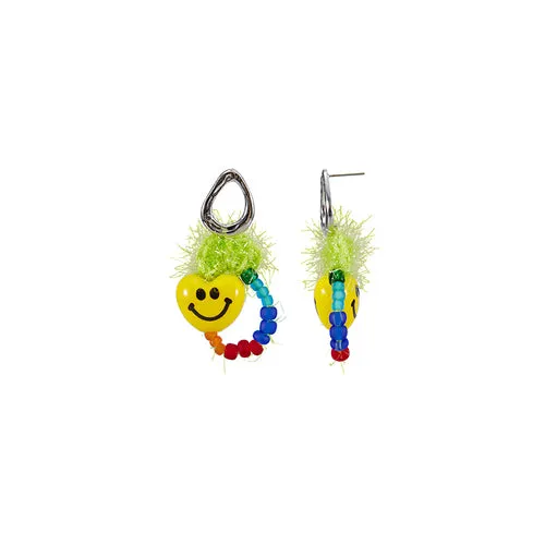 LB Hand Crochet  Rainbow Smiley Heart Earrings LOJL89