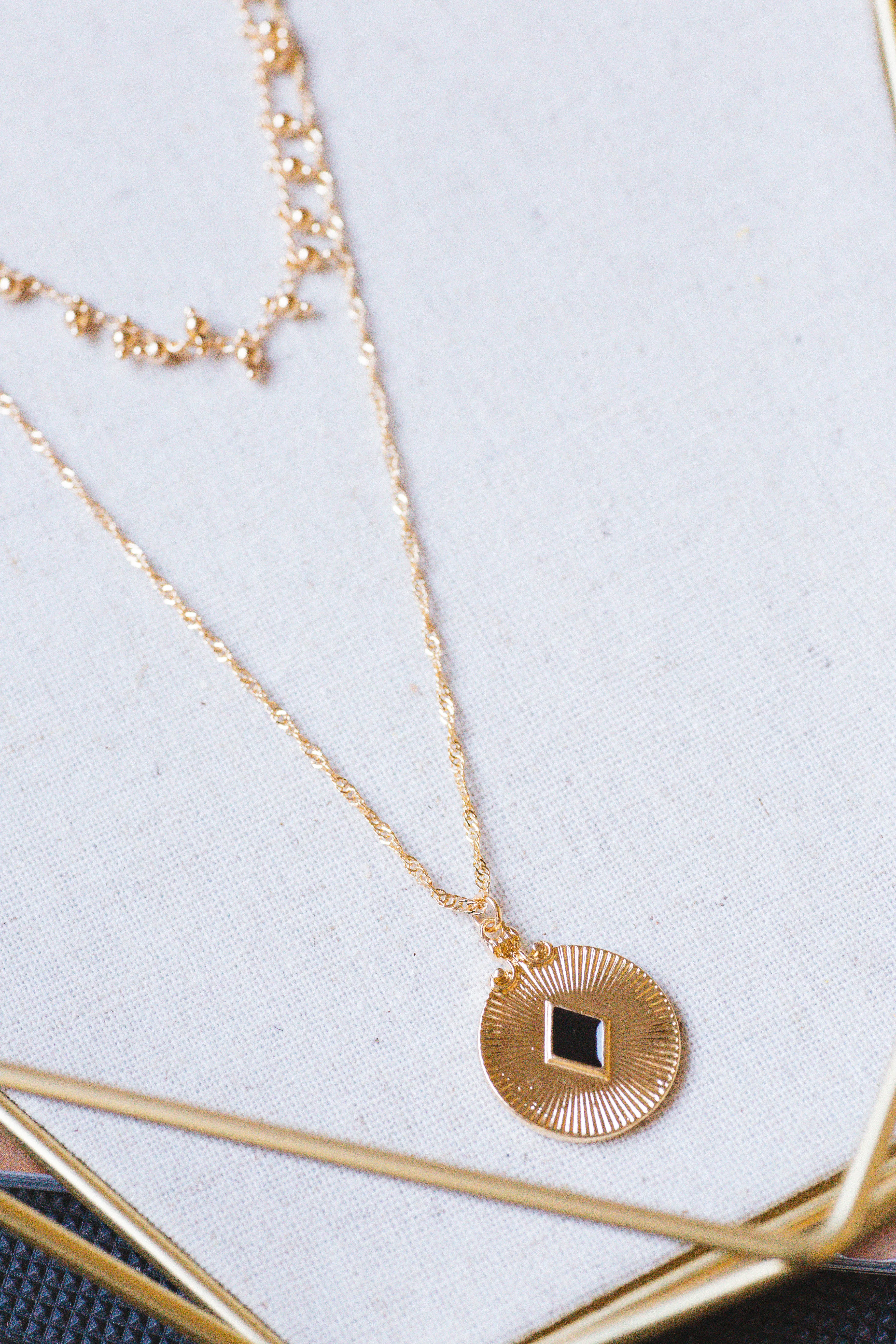 Lena Layered Circle Pendant Necklace, Gold