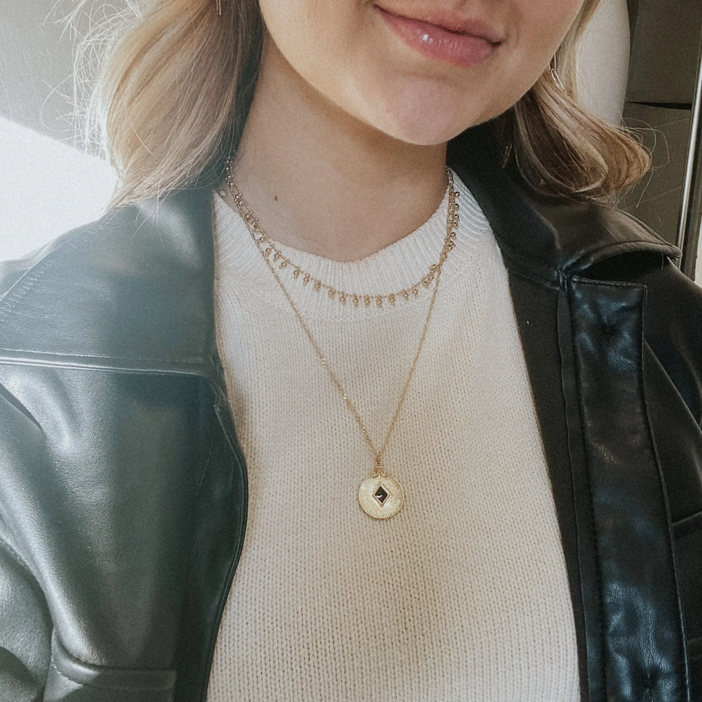 Lena Layered Circle Pendant Necklace, Gold