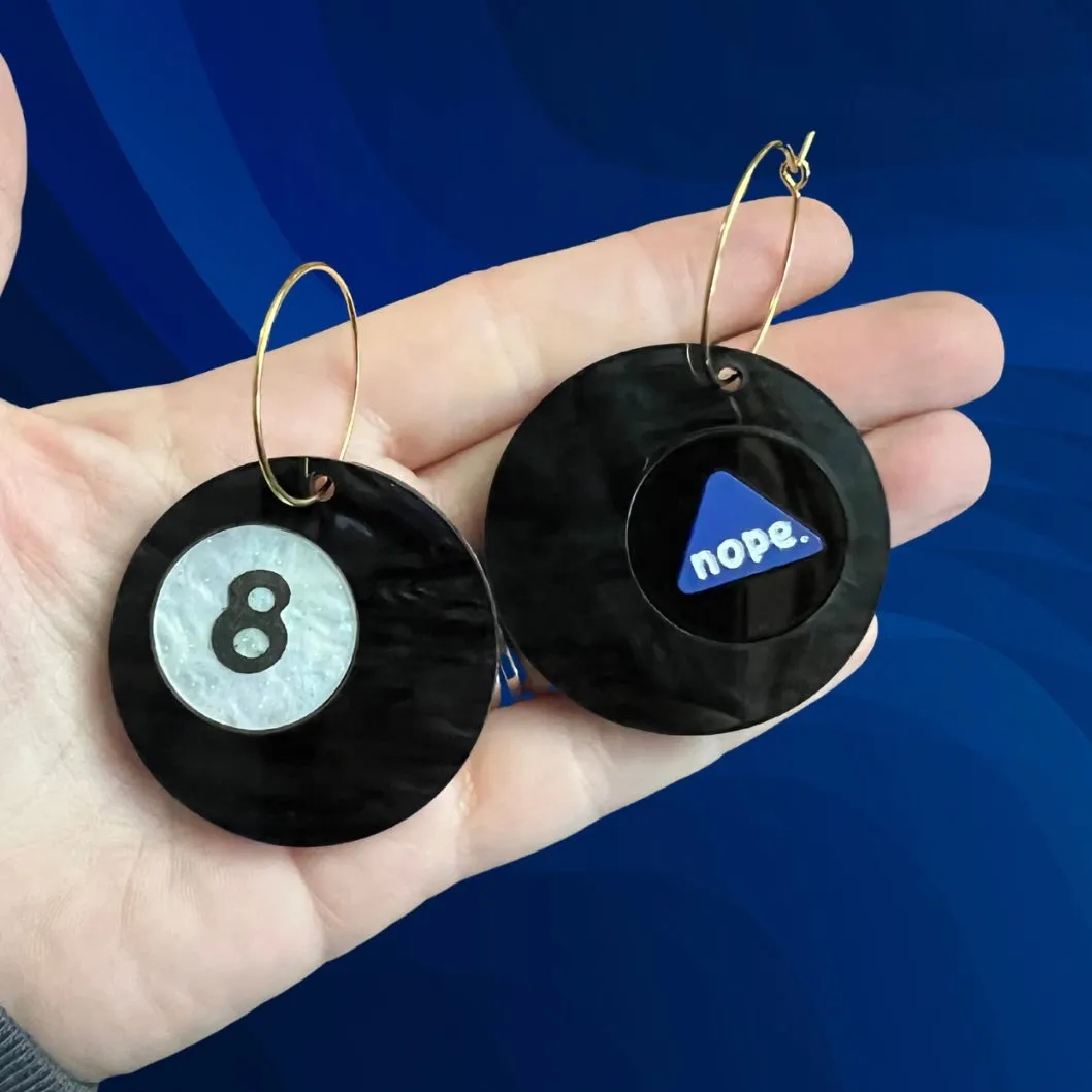 Magic 8 Ball Dangle Earrings